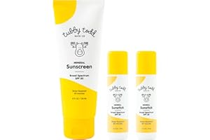 Tubby Todd Face and Body Mineral Sunscreen Kit for Baby, Toddler and Kids - Sunscreen 4 Fl Oz and Sunstick 0.5 Oz Duo Bundle - Fragrance-Free