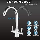 Heable Kitchen Mixer Tap Dual Lever Chrome Swivel Spout UK Fittings view 5