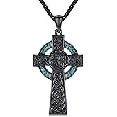 Midir&Etain Celtic Cross Necklace 925 Sterling Silver Cross Pendant Necklace Celtic Viking Irish Jewelry Religious Protective Gift for Men Women