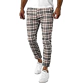 Woenzaia Men's Slim Fit Dress Pants Casual Stretchy Twill Chinos Tapered Skinny Slacks