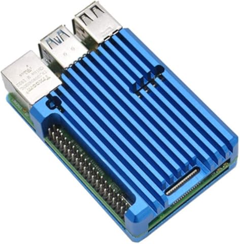 Facibom Carcasa Protectora de AleacióN de Aluminio Carcasa CNC Carcasa de Metal Apta para Raspberry Pi 4 (Azul)