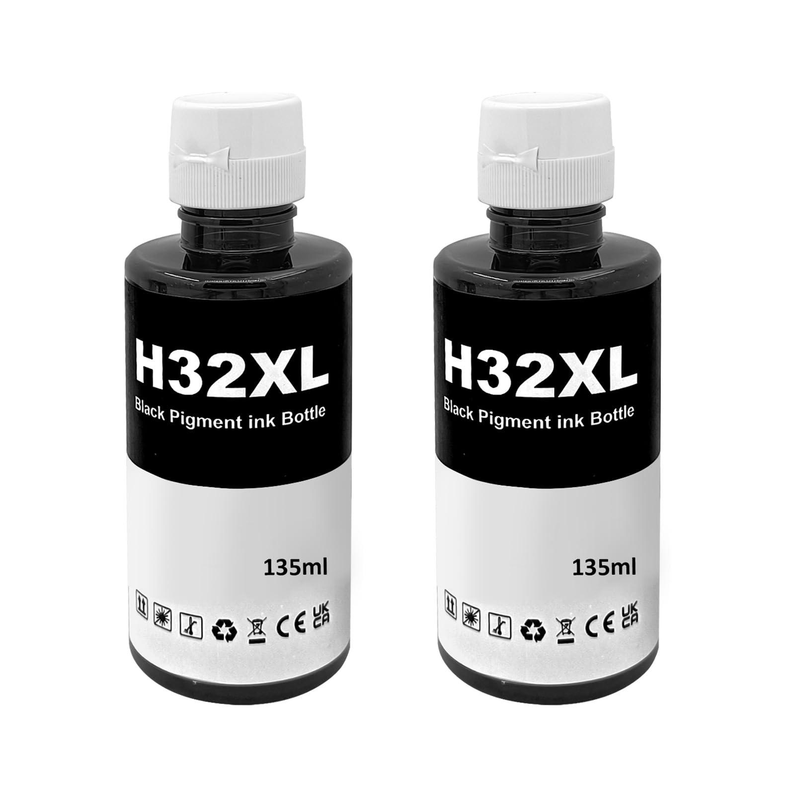 LAIPENG 32XL Ink Compatible with HP 32 XL Ink Bottles for Smart Tank 315 319 455 515 516 530 555 558 559 570 655 670 790 5105 7005 7006 7305 7306 7605 415 419 Printer (2 Black)