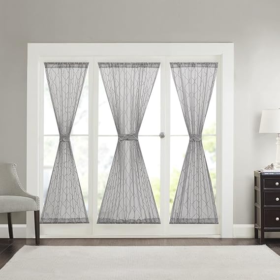 Modern Contemporary Sidelight Grey Sheer Curtain For Living Room