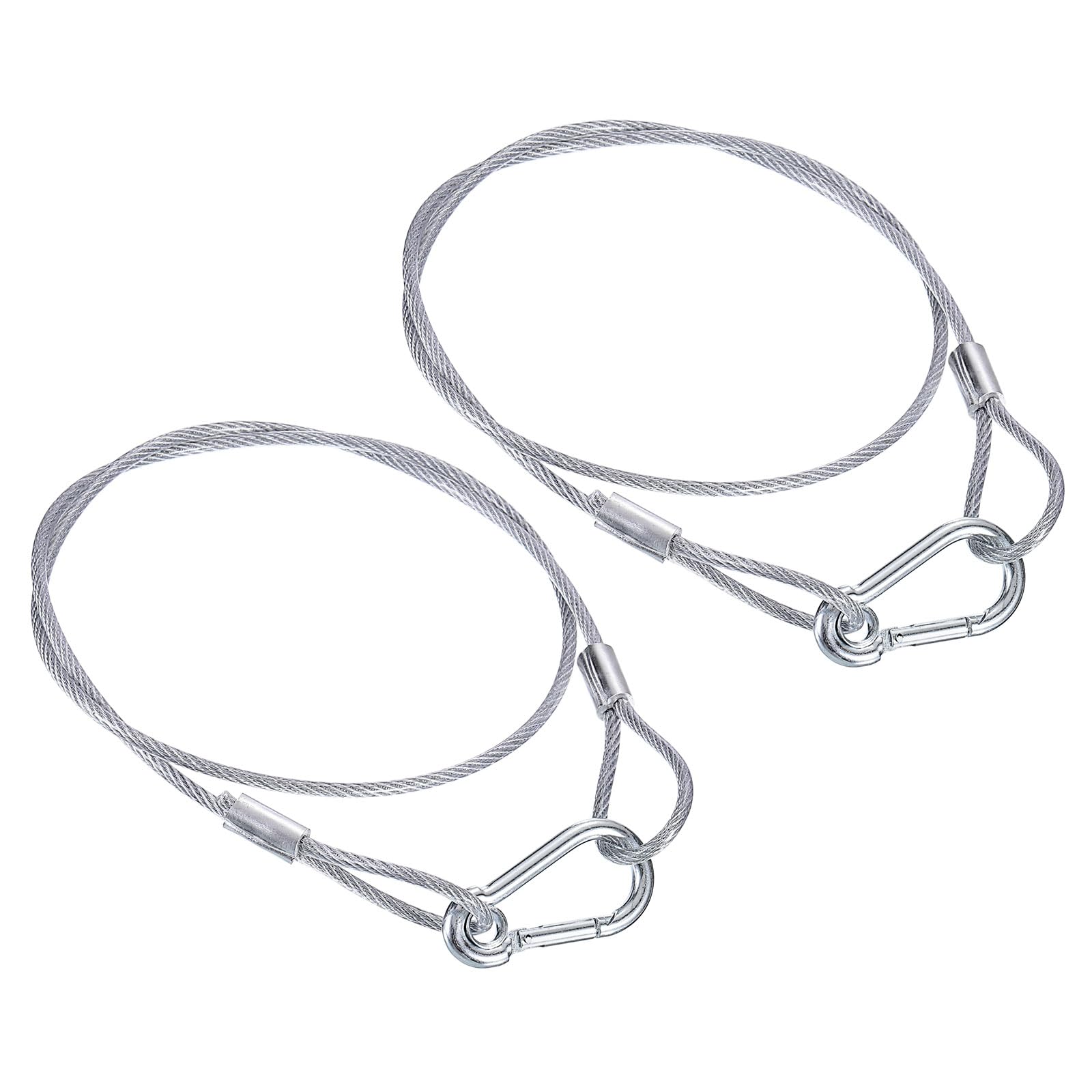 PATIKIL Stainless Steel Safety Cable 31.5"/80cm, 2Pack 3.3mm Flexible Security Wire Rope Lock Double Loops with Hook for Stage Lighting Luggage, Silver