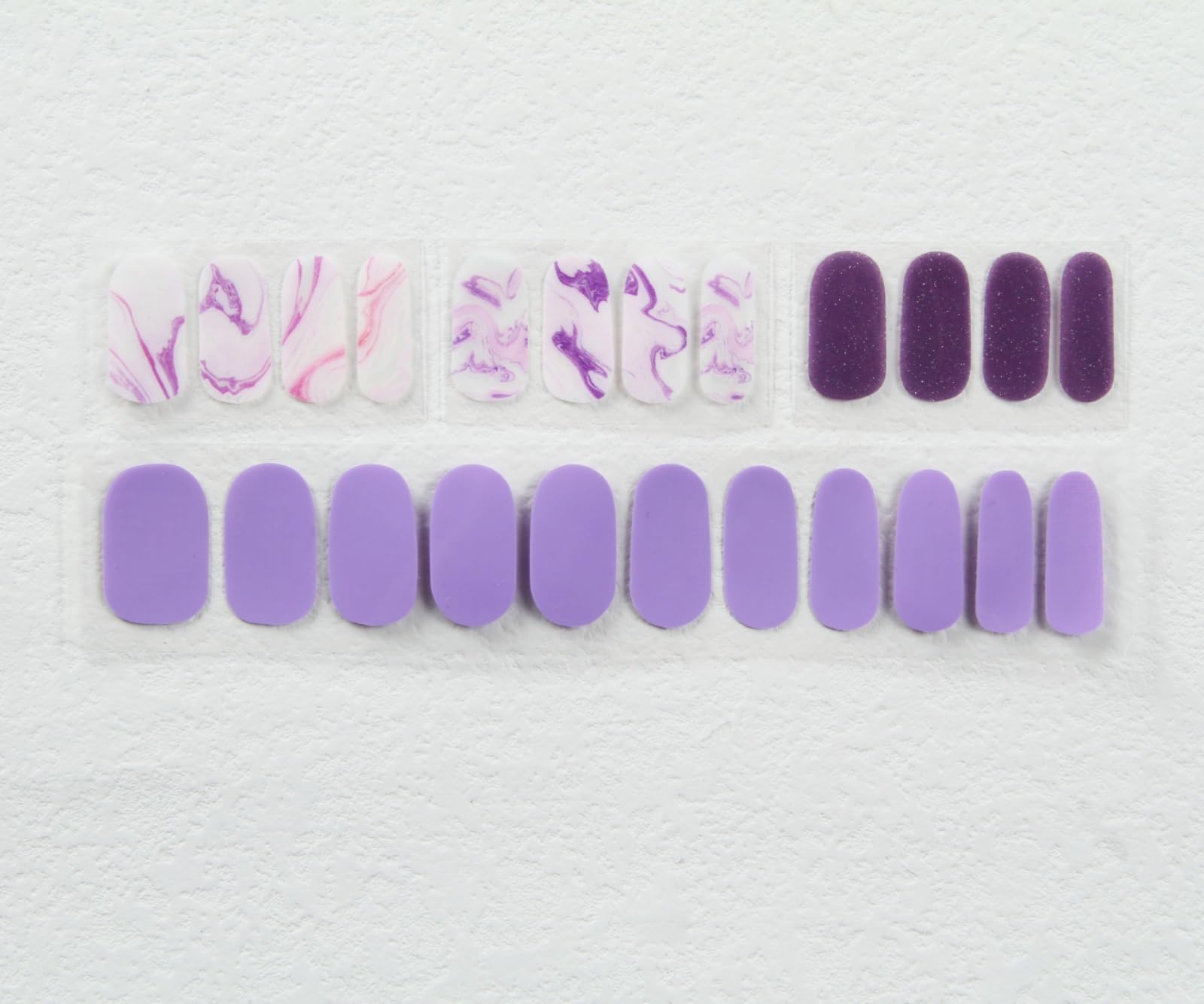 LabTabBa 34pcs Gloss Nail Strips, UV-Free Nail Stickers, Nail Polish Strips Gradient Full Nail Wraps, Self-Adhesive Glitter Nail DIY, 12 Sizes with Cuticle Stick and Nail File - Image 4