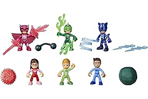 PJ Masks Hasbro Nighttime Heroes Figure Set Preschool Toy, 6 Action Figures and 11 Accessories for Kids Ages 3 and Up