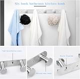 SOMDARHK Heavy Duty Stainless Steel Coat Hooks Wall Mounted Rack 6 Door Hooks view 6