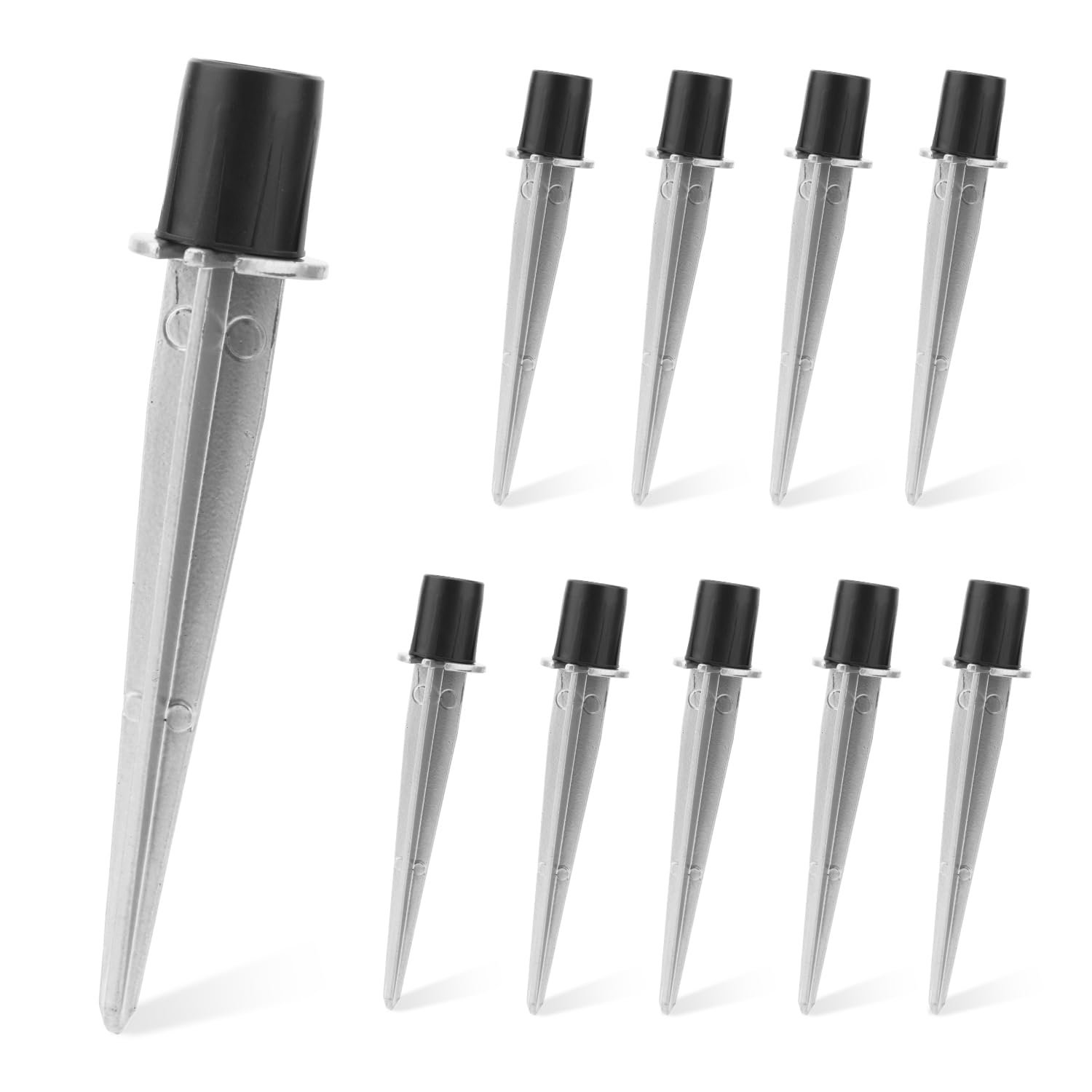 10pcs Solar Light Replacement Stakes, 5.31x0.83in Silver Solar Light Parts Aluminum Alloy Metal Replacement Stakes Lights Spike Replace for Landscape Lamps Garden Yard