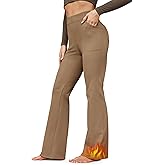 G4Free Fleece Lined Pants for Women Yoga Pants with Pockets Flare Leggings High Waisted Bootcut Dress Winter Work Slacks