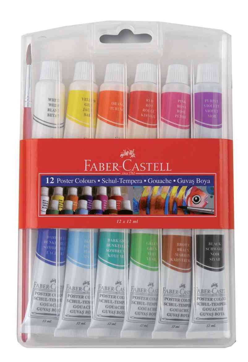 Faber-Castell 12ml Tubes of Bright and Intensive Gouache Colours (Case of 12)
