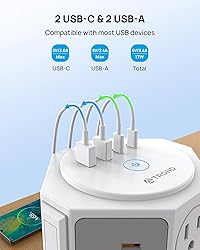 TROND Tower Surge Protector Power Strip with 14