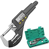 GRENPRO Digital Micrometer Measuring Tool, Professional Inch/Metric Precision Thickness Gauge, DIY and Household Use 0.00005"/0.001 mm Accuracy Micrometers ，Protective Case with Extra Battery