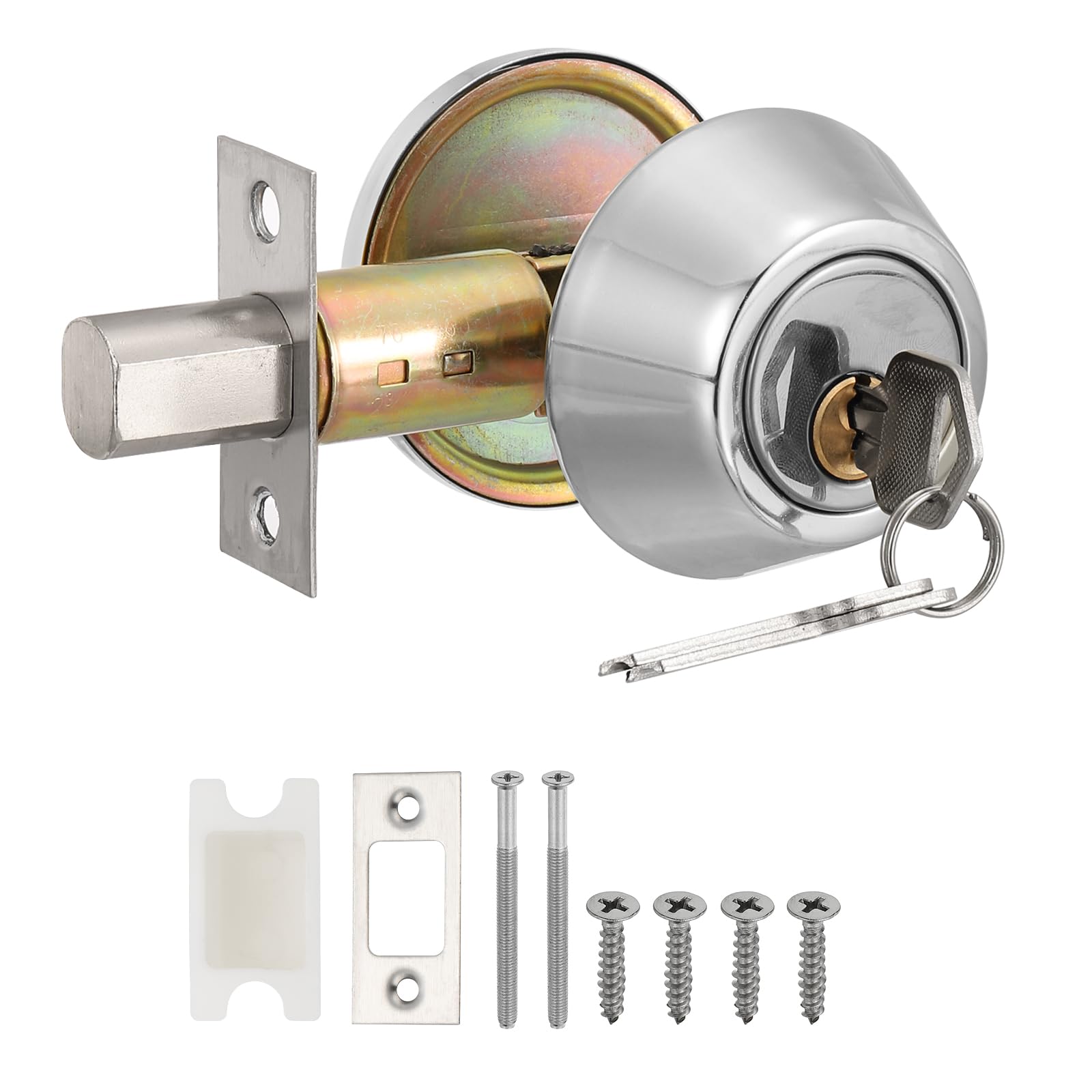 PATIKIL Keyed Alike Single Cylinder Deadbolts, Keyed Entry Door Knob Anti-Theft Exterior Door Hardware for Front Door and Entrance Door, Silver
