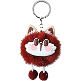 QPHYFXF Women Cute Kawaii Cat Keychain Plush Charm for Backpack, Party Favor Meeting Present Key Ring