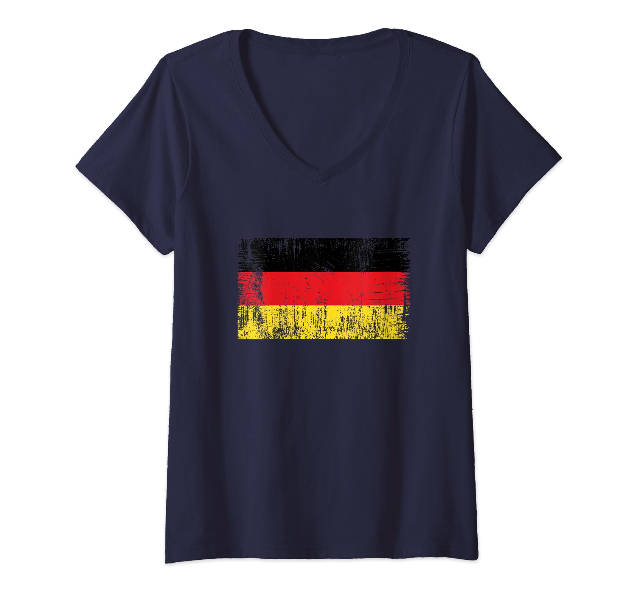 Womens Distressed German Banner Fan Germany Flag Retro Vintage V-Neck T-Shirt