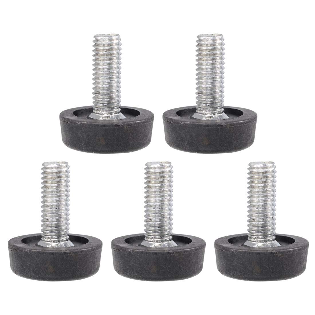 Sourcingmap 5 Pcs Screw on Type Furniture Leveling Foot Adjuster Black M8 x 20mm