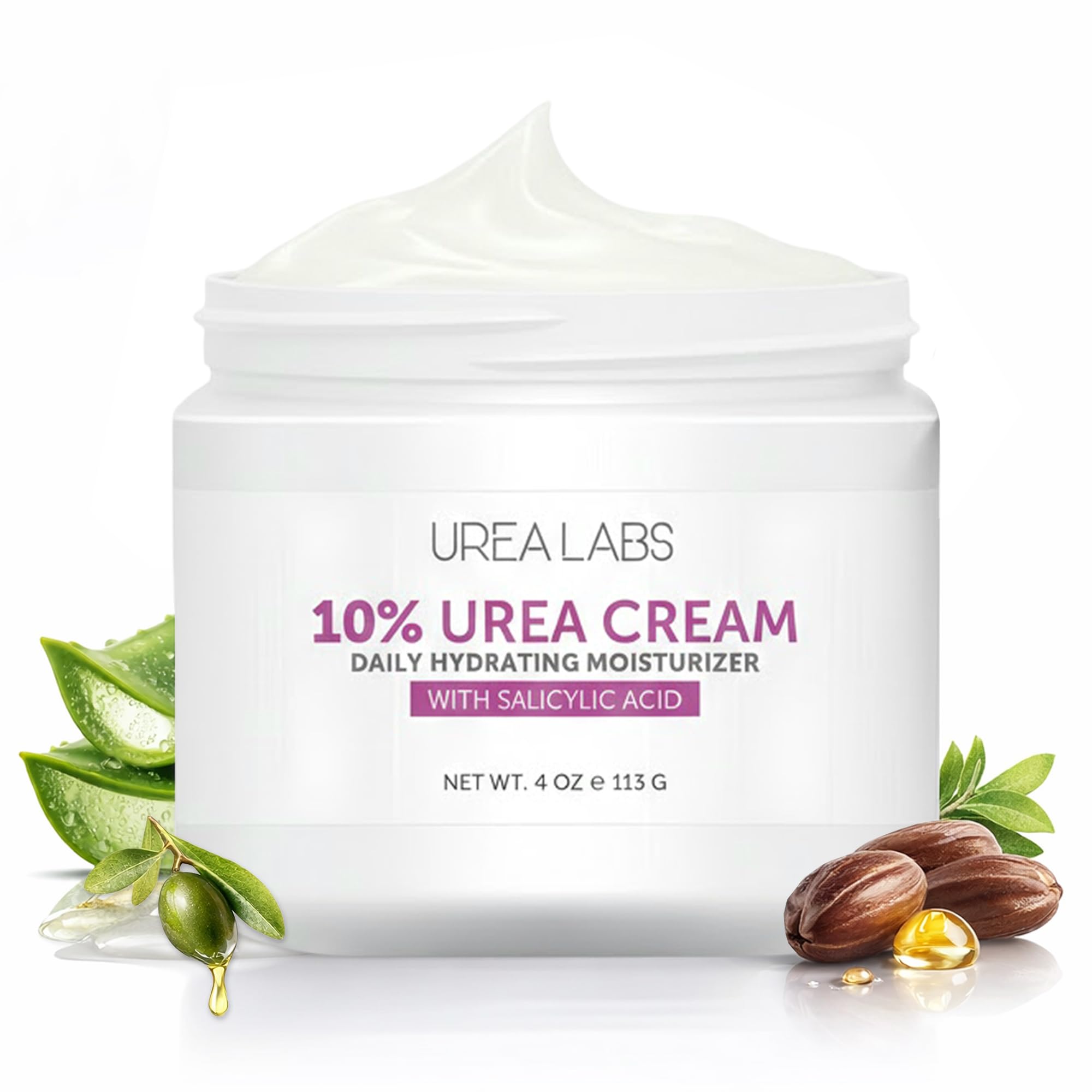 Urea Cream 10% Skin Care Moisturizer with Salicylic Acid, Aloe Vera Gel, Jojoba Oil. 150ml. Healing, Hydrating for Hand Face Foot and Body Use.