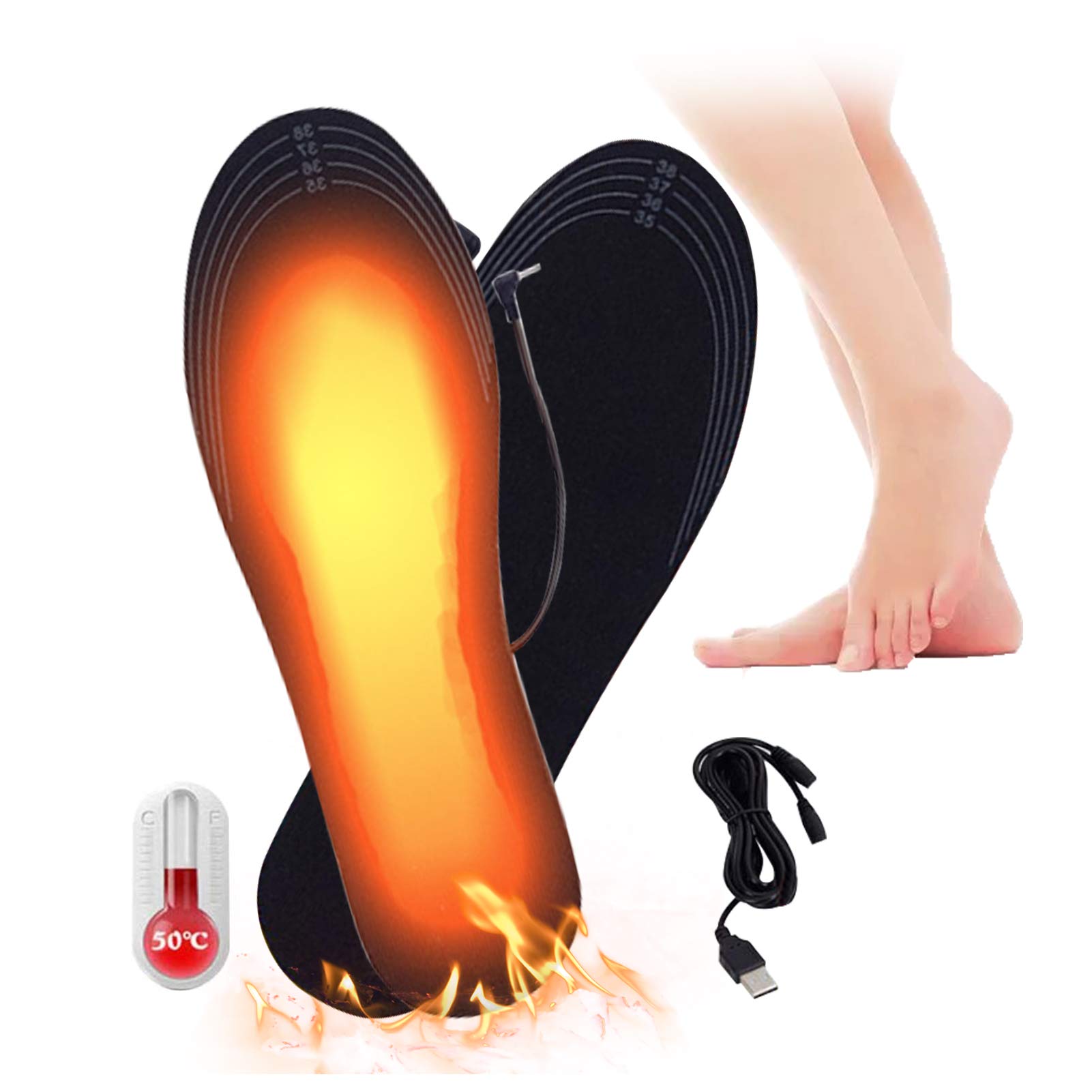 Feet Heated Shoes Insoles Reusable Foot Warmers For Shoes Heated