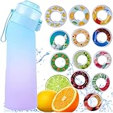 Air Scent Water Bottle 22oz, 0 Sugar 0 Calories Scent Pods | Gradient blue Sports Water Bottle with Straw & 12 Fruit Flavor Pods | BPA Free, Scent-Based Technology for Kids, Boys, Girls, Adults