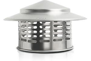 LangRay Chimney Caps for Outside, Stainless Steel Chimney Cover with Screen, Round Stove Pipe Cap, Roof Exhaust Vent Cap, Fireplace Roof Vent Cover Rain Caps for Chimney Stovepipe Finial (6.3 inch)