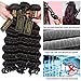 QTHAIR 10A Peruvian Loose Deep Wave Human Hair with Closure(16 18 20+14Free Part Closure,Natural Black) Peruvian Loose Deep Wave Virgin Hair Weave with 4x4 Swiss Lace Closure with Baby Hair