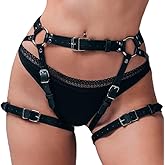 ROIEIIR Women Leather Sexy Punk Goth Leather Garter Body Harness BDSM Bondage Waist Leg Cage Beds Harness Garter Belt Erotic Lingerie Thigh Chain