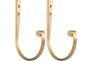 Mayrhyme Curtain Holdbacks 2Pcs,Warm Gold Barrel Zinc Alloy Curtain Tiebacks,Wall Mounted Curtain Holders for Drapes.