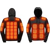Heated Hoodies for Men Four Control 29 Zones Heated Pullover Sweatshirt Winter Warm Loose Thermal Hooded Jumper