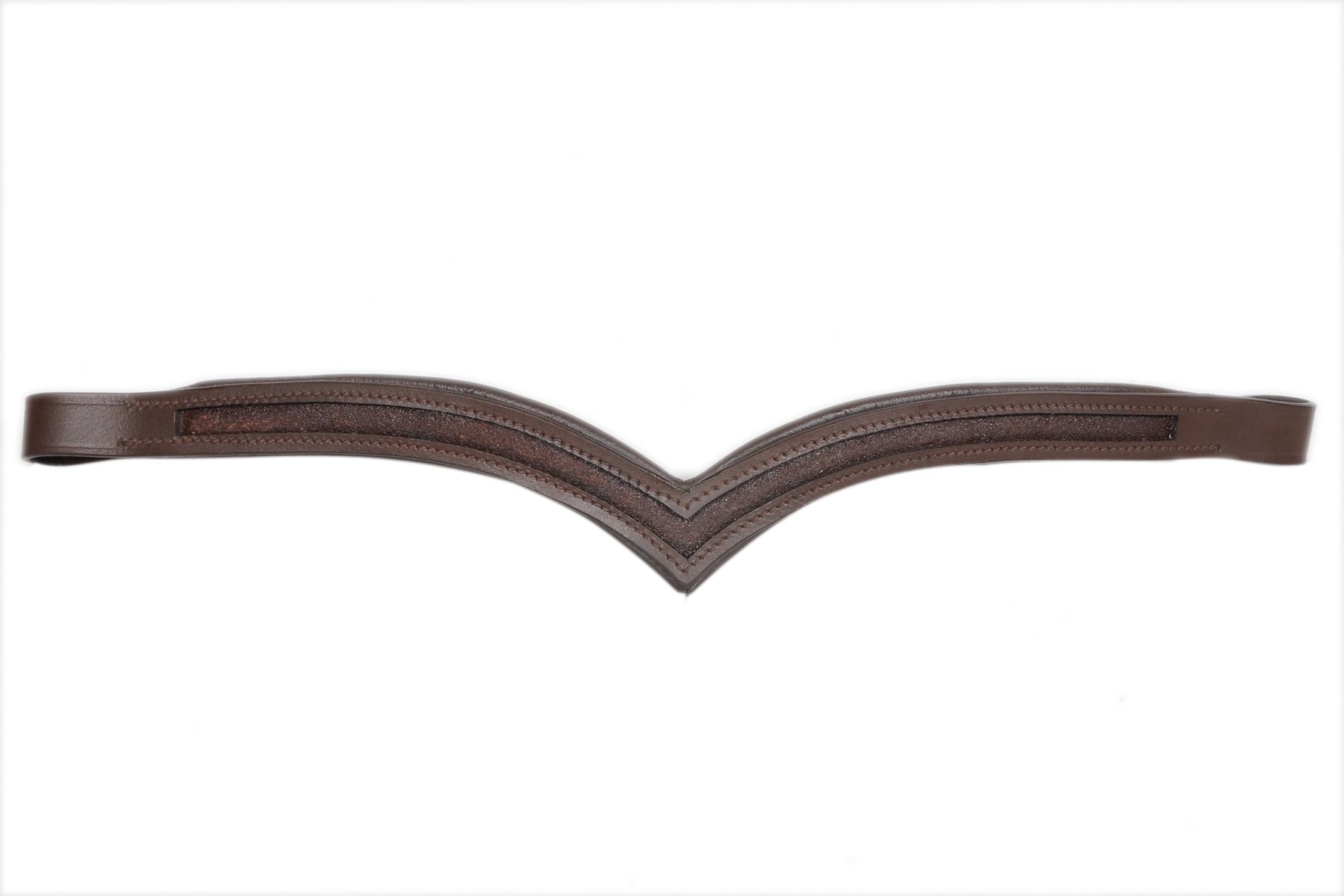 SIE Empty Channel Leather Horse Browbands V Shape (Cob (15''), Havana)
