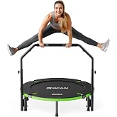 BCAN SP3 40/48" Exercise Rebounder Trampoline for Adults, Handlebar, Indoor | Foldable Mini Trampoline for Adults, Rebounder Indoor, Stable Handlebar, Low-Impact Workout, Load 330/440lbs |FED Fitness