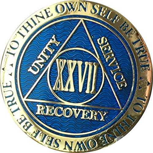 Recoverychip 27 Year Reflex Blue Gold Plated AA Medallion Chip