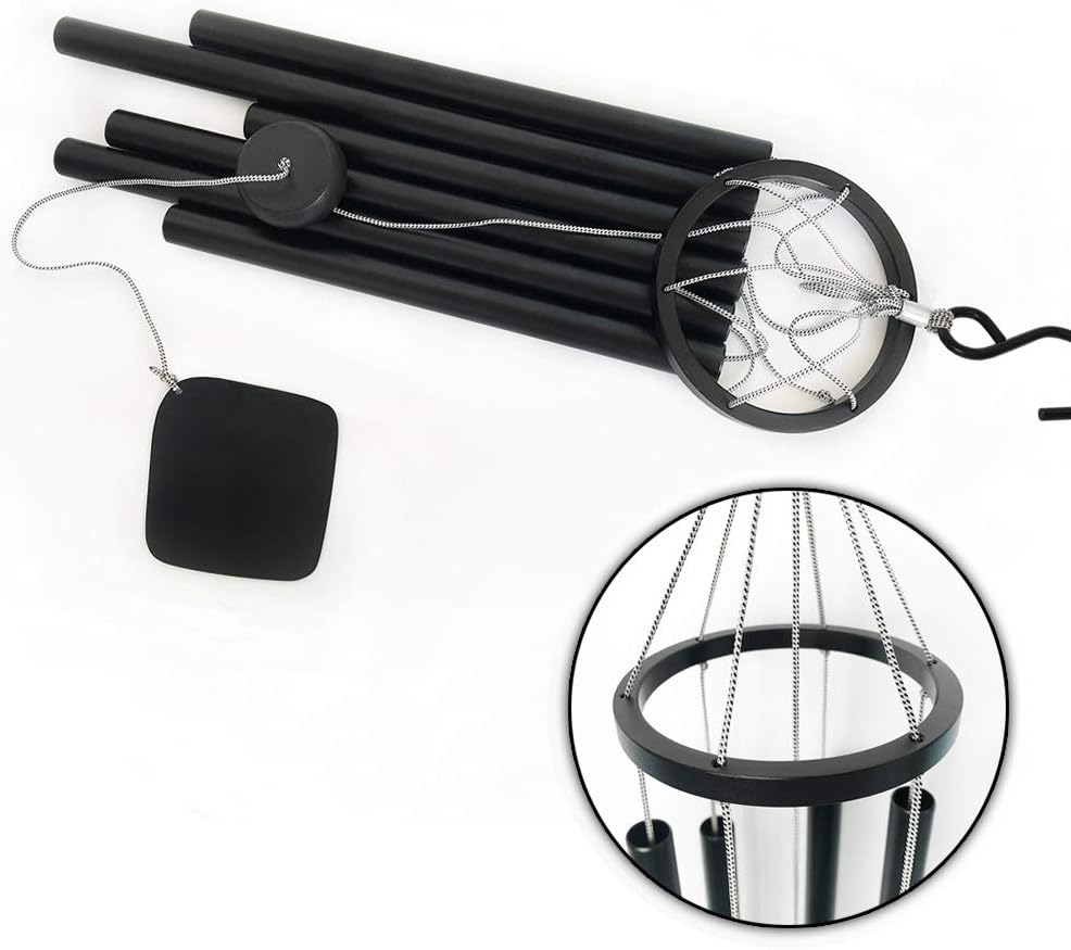 BLESSEDLAND Premium Wind Chimes-6 Hollow Aluminum Tubes, 28" Wind Chime for Garden, Yard, Patio and Home Decoration (Black) … : Garden & Outdoor