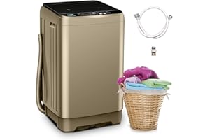 BORCOLO Portable Washing Machine, 17.7lbs Full-Automatic Small Washing Machine for Apartment, 10 Wash Programs with Drain Hose Dorm Size Portable Washer for RV, Home, College, Gold