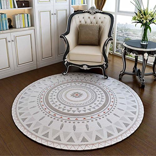 Round carpet, Area rug european,Runner area rug,Sofa side rug,Children mat Easy to clean For home Living room Bedroom Floor Kitchen Machine washable-beige 90x90cm(35x35inch)