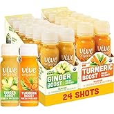 Vive Organic Immune Support Ginger Shot + Turmeric Shot Variety Pack, Cold-Pressed Ginger Root & Turmeric, Gluten Free, Vegan, Immunity Booster, 2 Fl Oz (Pack of 24)