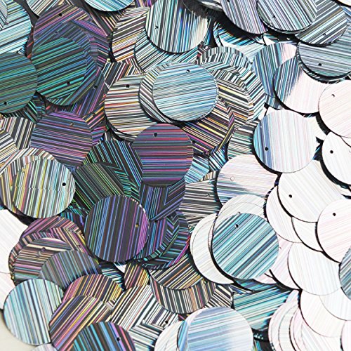 20mm Round Flat Sequins Hematite Blue Gray City Lights Metallic Reflective. Made in USA