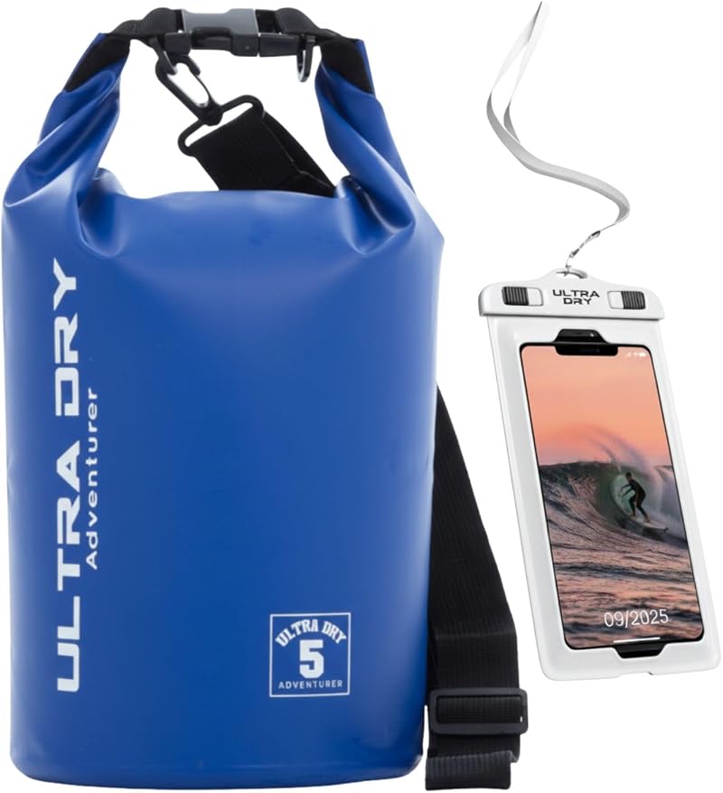 Ultra Dry Adventurer Premium 5 L Waterproof Dry Bag with Phone Case Blue