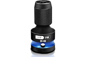 BLACKROBOT Quick Release Impact Bit Holders 1/2-Inch Square Drive to 1/4-Inch Hex Socket Adapter, CR-MO Steel, Blue