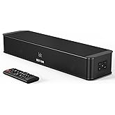 BESTISAN 2.1CH Sound Bar for TV, 16.5” Compact with Built-in Subwoofer, ARC/Opt/AUX/USB Input, Volume Boost, Bluetooth 5.3, Peak 100W, 3 EQ Modes, All-in-one Soundbar for PC/Gaming/Projectors