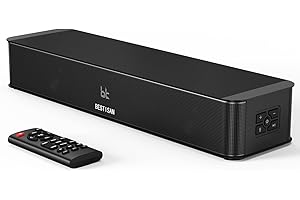 BESTISAN 2.1CH Sound Bar for TV, 16.5” Compact with Built-in Subwoofer, ARC/Opt/AUX/USB Input, Volume Boost, Bluetooth 5.3, Peak 100W, 3 EQ Modes, All-in-one Soundbar for PC/Gaming/Projectors