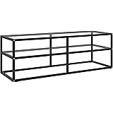 Entertainment Center & TV Stand, TV Cabinet Black with Tempered Glass 47.2"x15.7"x15.7"