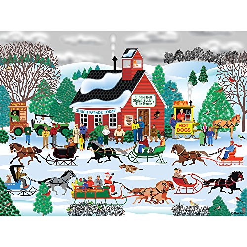Bits and Pieces - 300 Piece Jigsaw Puzzle for Adults - Jingle Bell Sleigh Society - 300 pc Horse Sleigh Riding Jigsaw by Artist Mark Frost