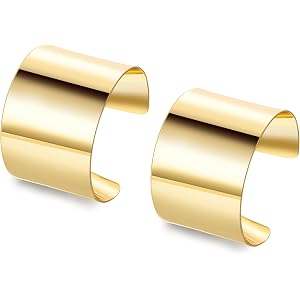 SOMEITIA 2/4 Pcs Chunky Gold Silver Cuff Bracelets Set for Women Open Wide Bangle Bracelet Minimalist Statement Bangle Bracel