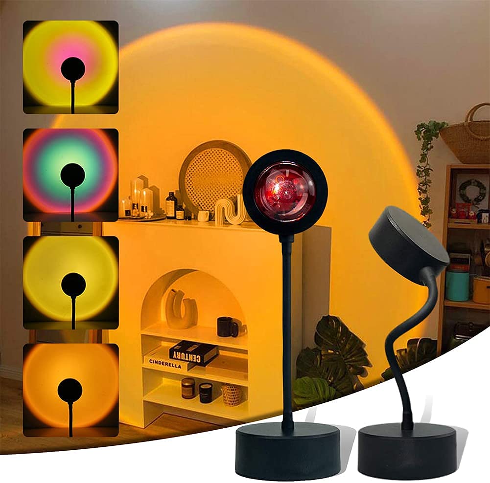 FAMINESS Sunset Lamp Sunset Light Projector Atmosphere Lamp 360 Degree Sunset Projection Lamp Dimmable LED Night Light Projector for Kids Bedroom/Room Decor/Arts/Photography