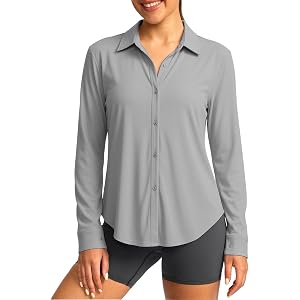 Women UPF 50+ Button Down Sun Shirt Long Sleeve Collared Lightweight Hiking Blouse Travel Sport Vacation Shirts