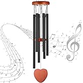Wind Chimes for Outside – 25.5" Aluminum Windchimes Outdoors for Garden, Patio Decor, Memorial Gifts for Mom, Sympathy Gift for Loss of Loved One, Sister Gifts for Birthdays, Mother's Day(Black)