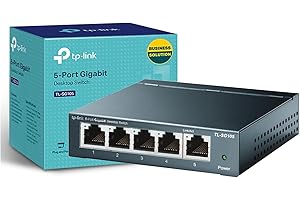 TP-Link TL-SG105 5 Port Gigabit Unmanaged Ethernet Network Switch, Ethernet Splitter, Plug and Play, Fanless Metal Design, Sh