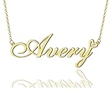 Avery Heart Name Necklace 18k Gold Plated Stainless