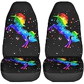 Foruidea Galaxy Rainbow Unicorn Car Seat Covers Universal 2 Pcs Auto Front Seat Cover Fit Most Cars,SUV,Sedan,Trucks