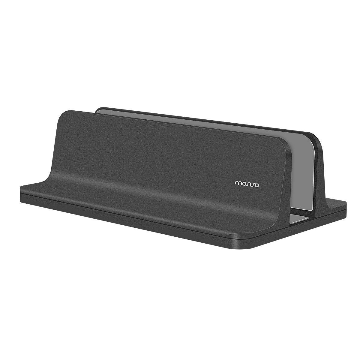 MOSISO Vertical Laptop Stand, Adjustable Aluminum Alloy Desk Holder Space-Saving Stand Compatible with MacBook Air/Pro/Laptop/Notebook/Computer/Tablet, Black